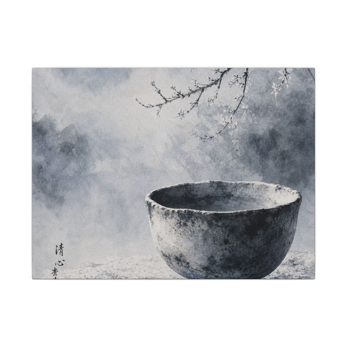 Seijaku Ceramic Bowl Canvas Art - Zen Sumi E