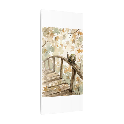 Wooden Bridge Canvas Art | Autumn Japandi Watercolor Art
