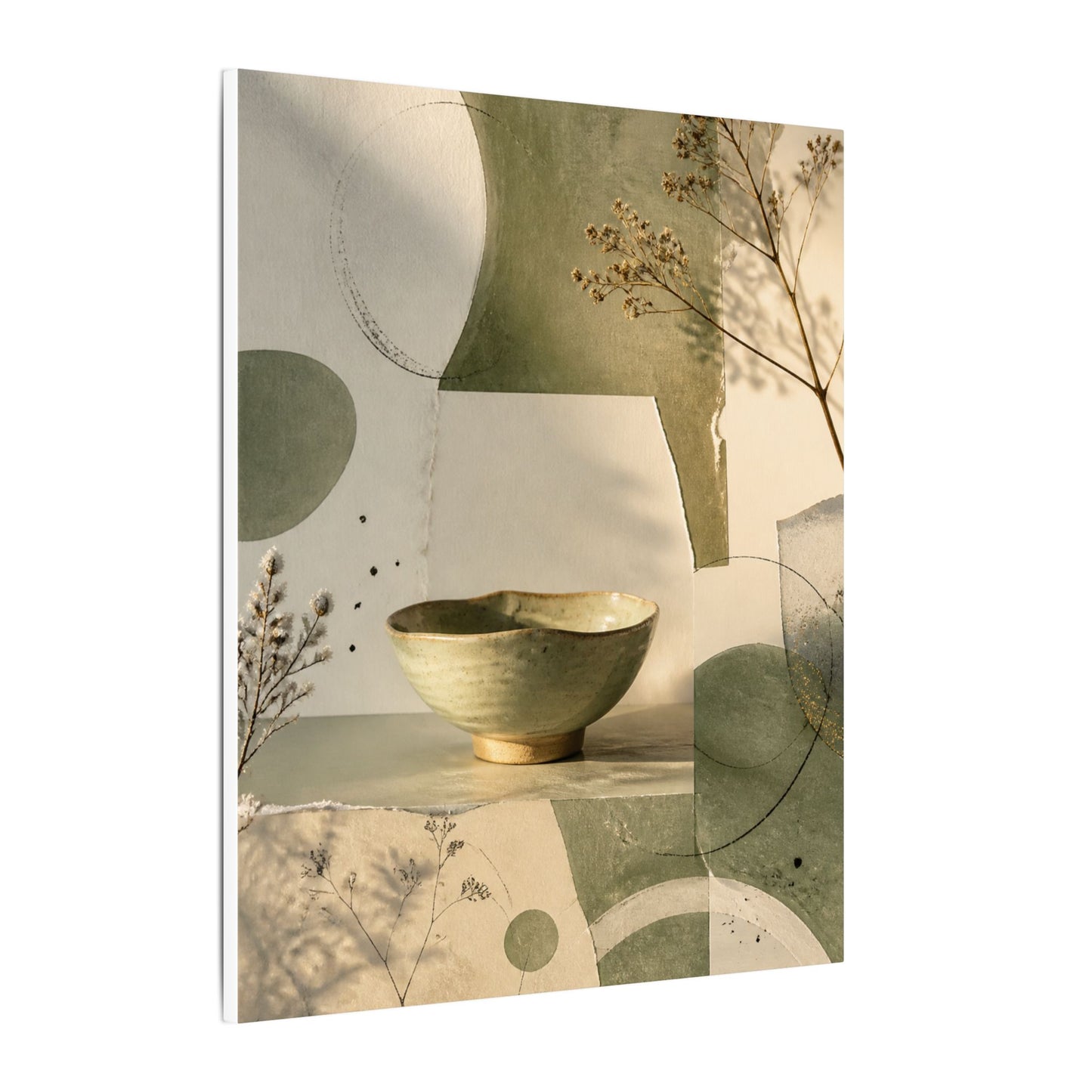 Warm Ceramic Bowl Canvas Art - Minimal Line Japandi