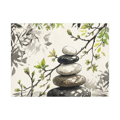 Spring River Stones Japanese Pattern Canvas Art | Elegant Decor