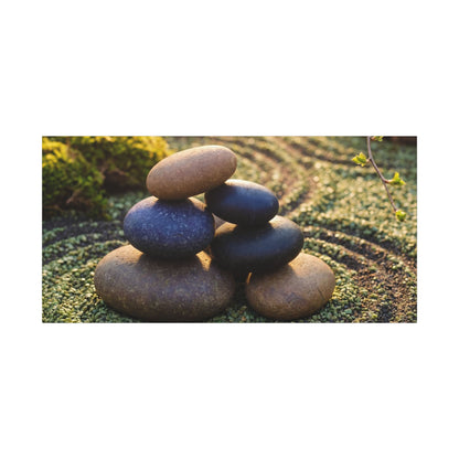 Zen River Stones in Golden Hour | Karesansui Canvas Art
