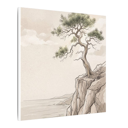 Japandi Pine Tree in Dappled | Minimal Line Canvas Art