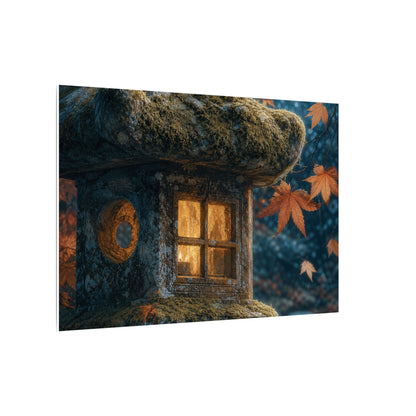 Autumn Stone Lantern Forest Whimsy Canvas Art | Earthy Decor