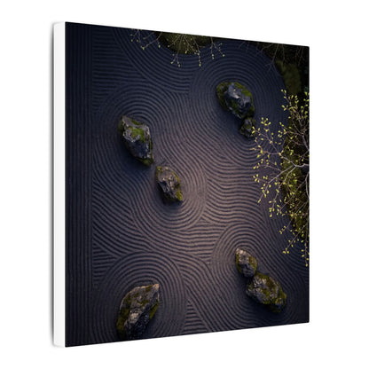 Dark Japandi Rock Garden in Dawn | Shadow Zen Canvas Art