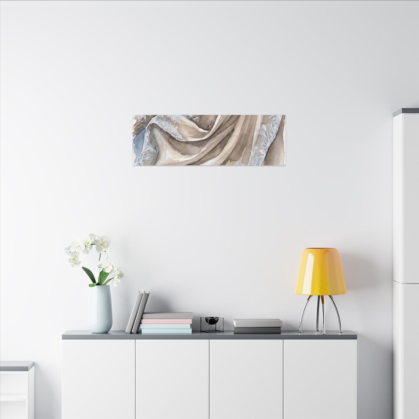 Silk Drape Winter Canvas Art | Japandi Cozy Design