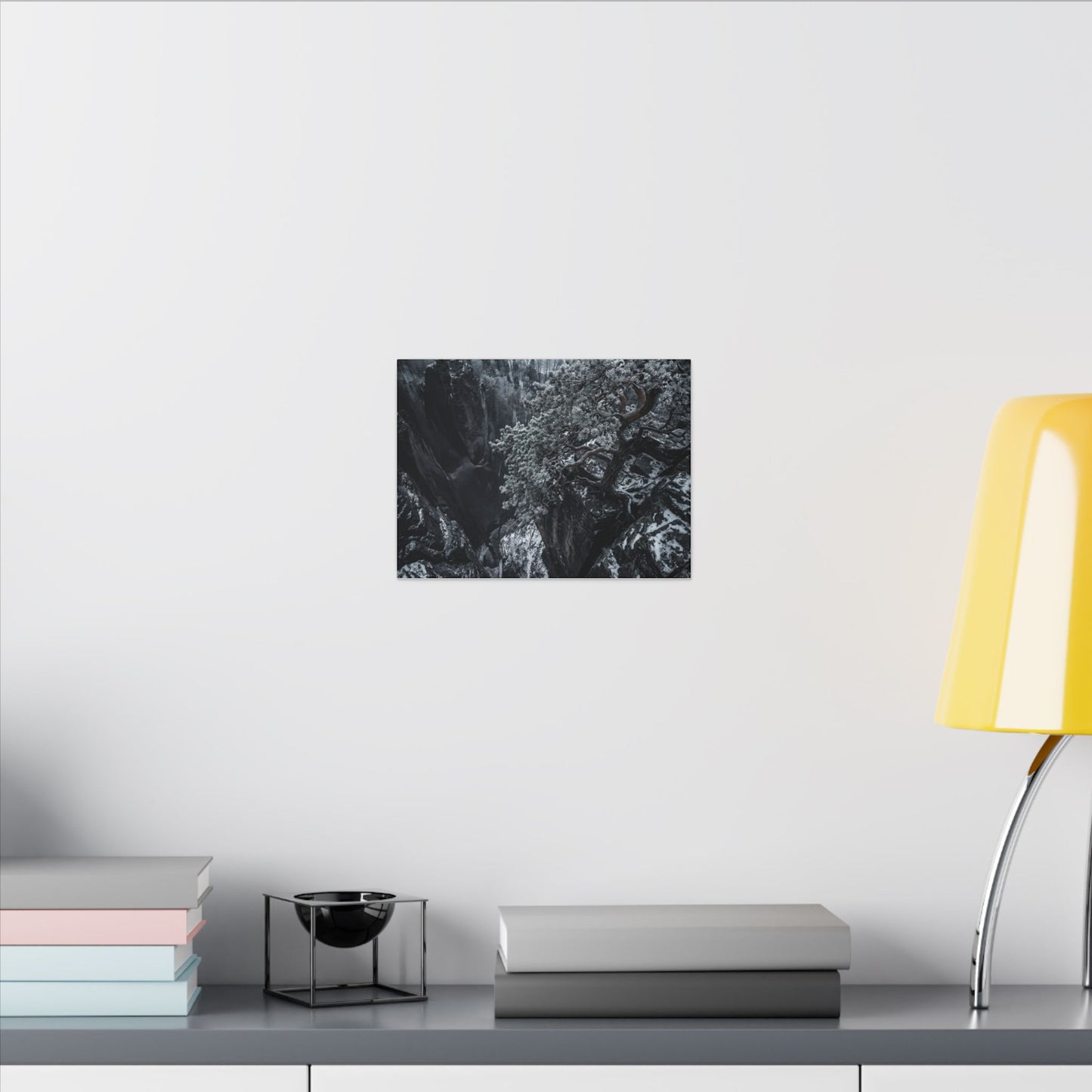 Dark Japandi Pine Tree in Dappled | Dark Texture Canvas Art
