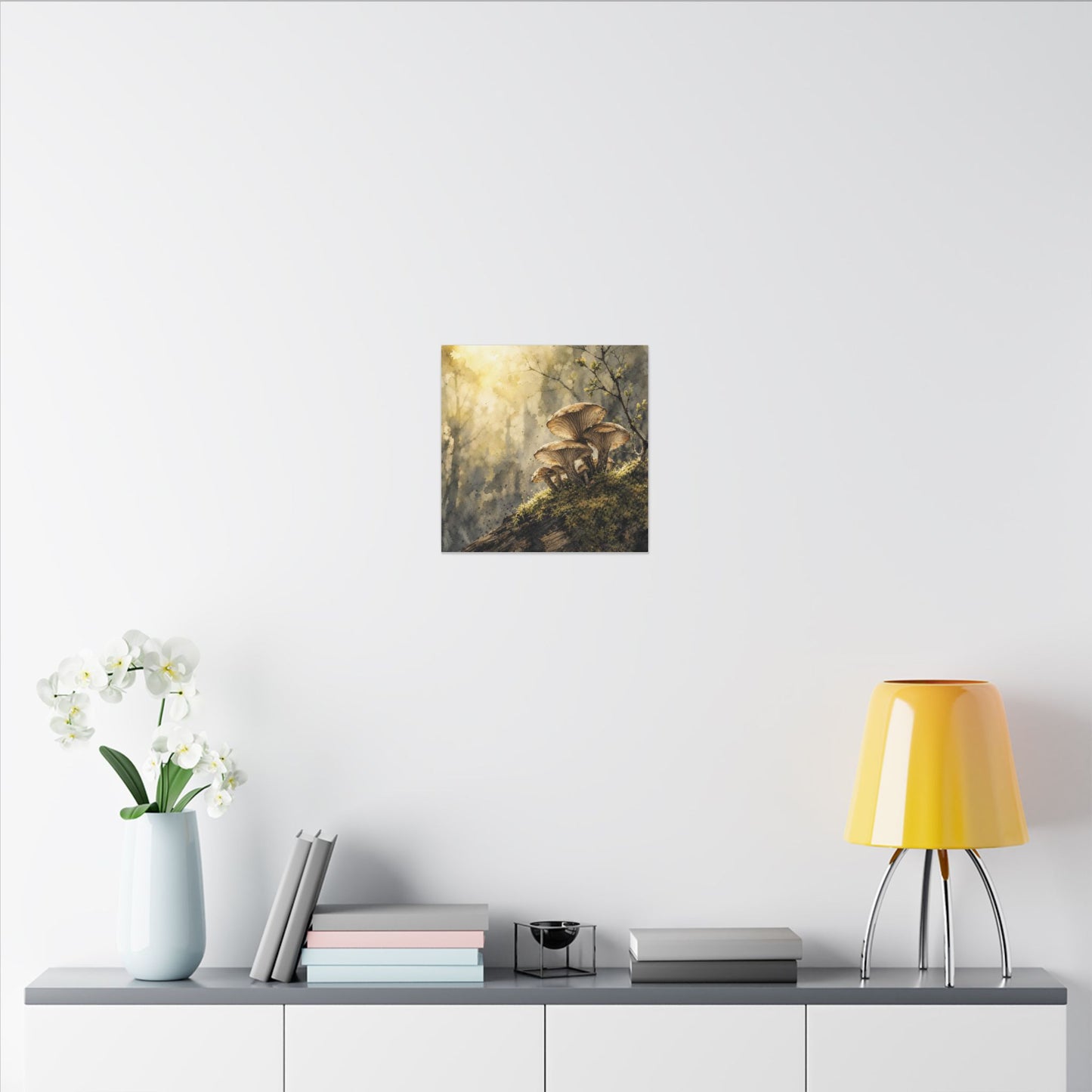 Wild Mushrooms Canvas Art | Spring Japandi Watercolor Art