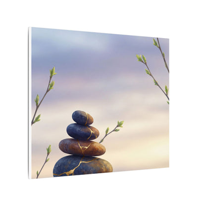Spring River Stones Gold Vein Canvas Art | Philosophical Decor