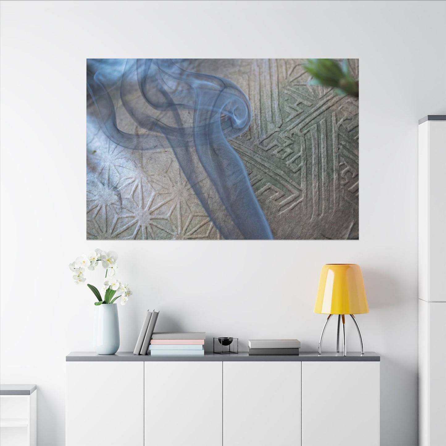 Spring Incense Smoke Japanese Pattern Canvas Art | Neutral Decor