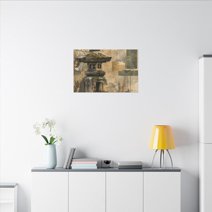 Elegant Stone Lantern Canvas Art - Texture Japandi