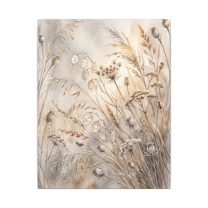Winter Dried Flowers Watercolor Canvas Art | Warm Decor