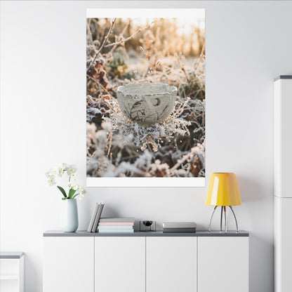 Japandi Ceramic Bowl in Golden Hour | Japanese Pattern Canvas Art