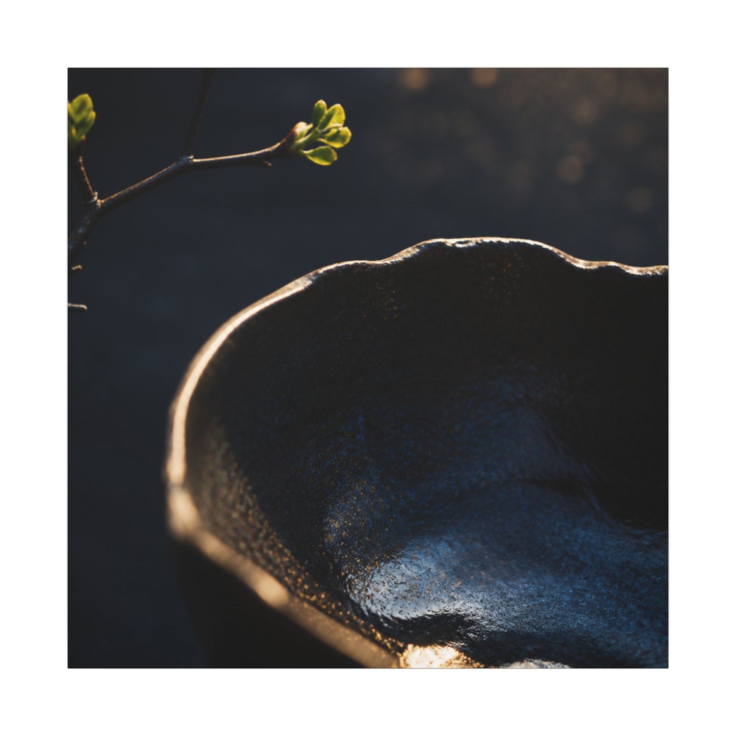 Ma Ceramic Bowl Canvas Art - Dark Japandi Shadow Zen