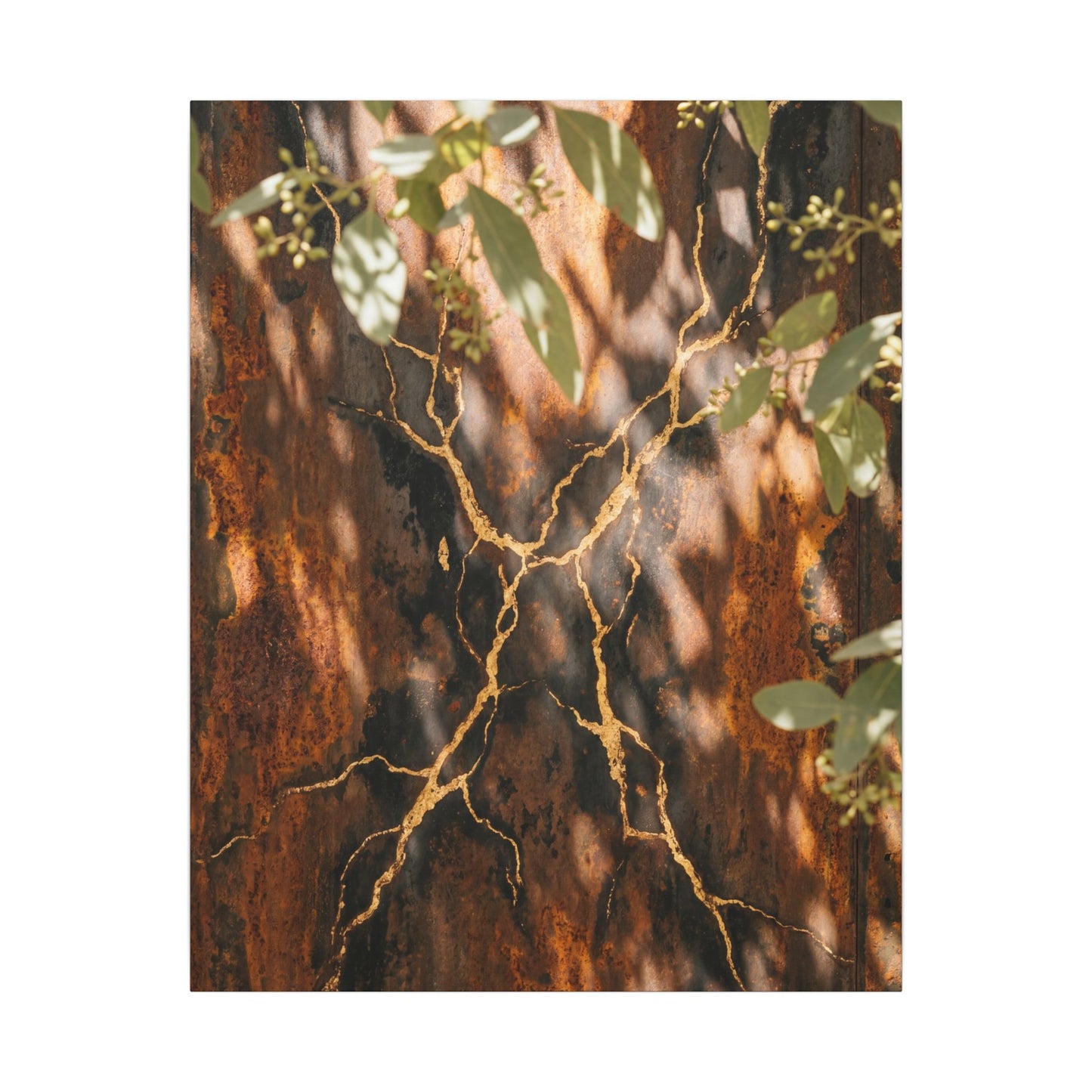 Kanso Rust Patina Canvas Art - Kintsugi Gold Vein