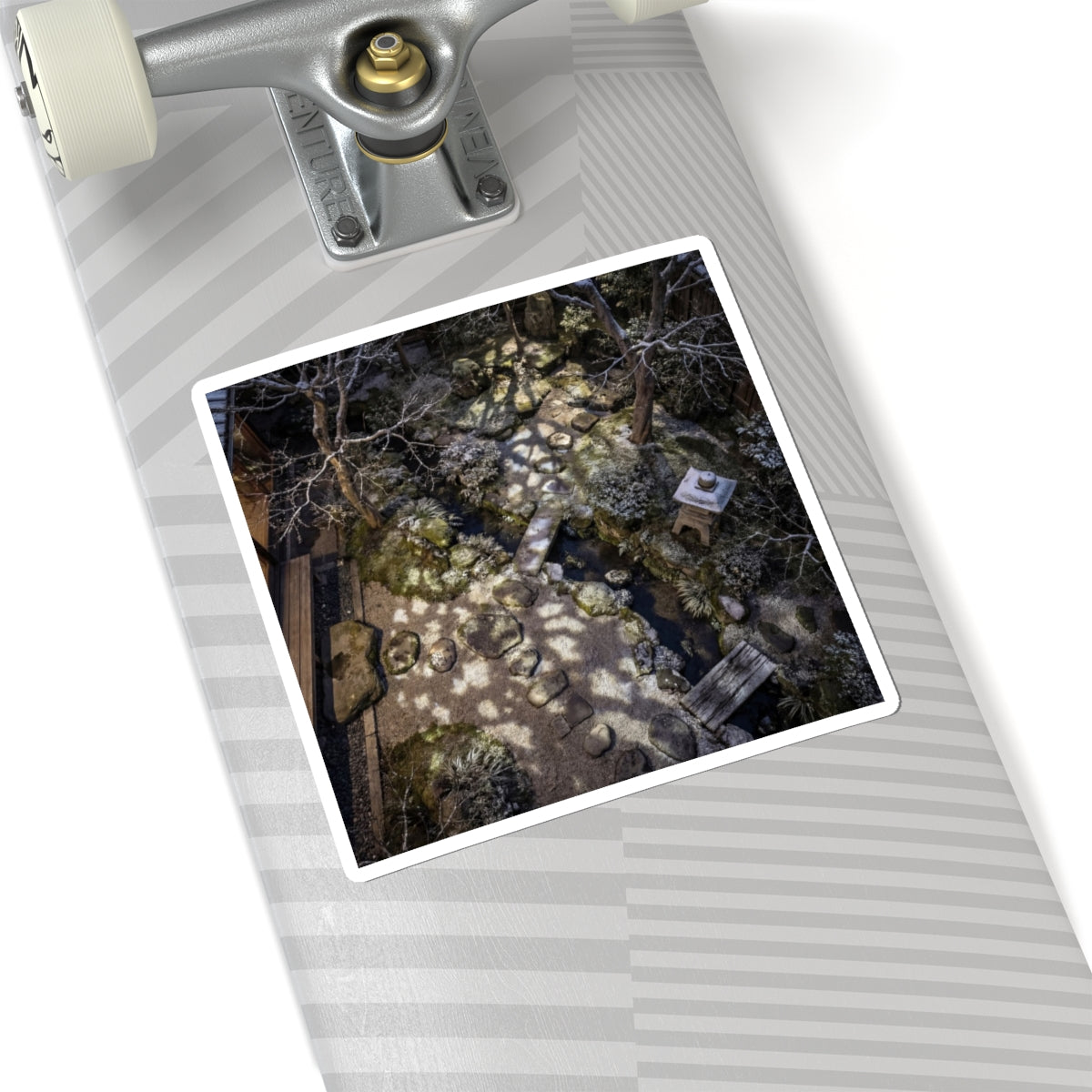 Warm Moonlit Garden Sticker - Japanese Pattern Japandi Art Print