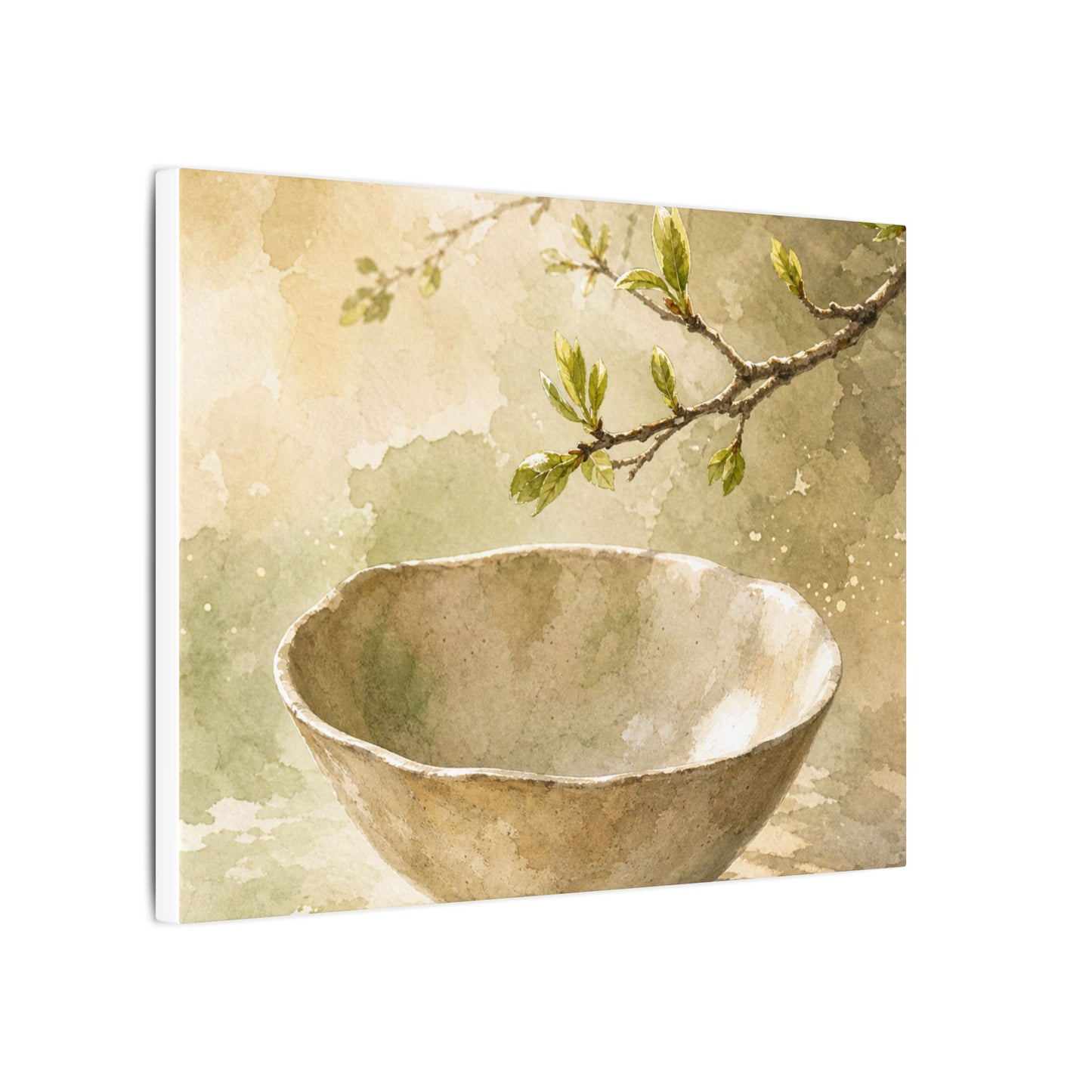 Warm Ceramic Bowl Canvas Art - Watercolor Japandi