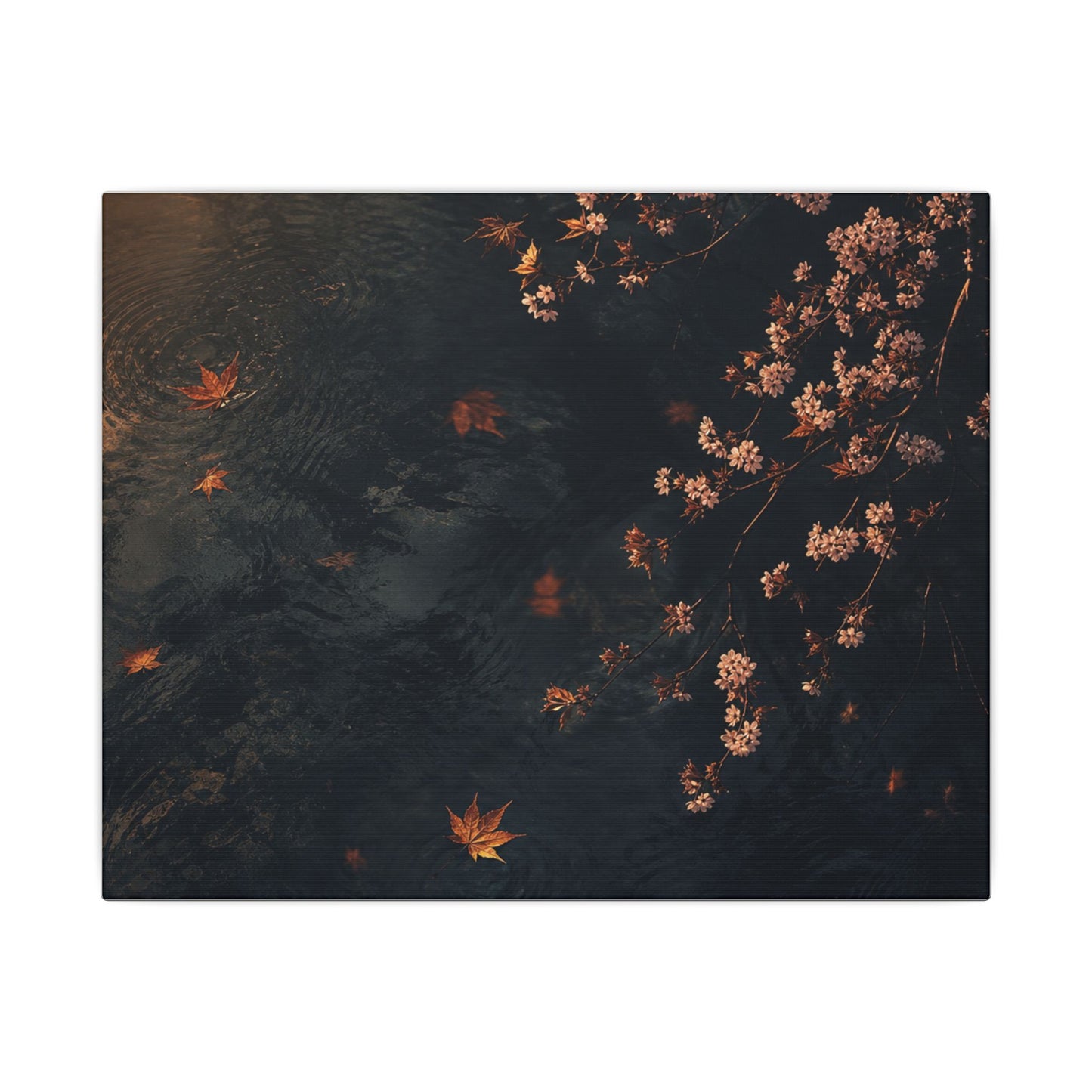 Golden Hour Cherry Blossom Canvas Art - Dark Japandi Kanso