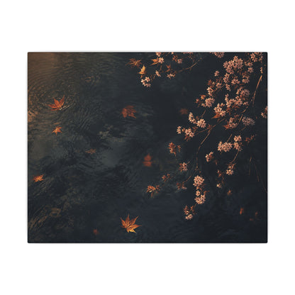 Golden Hour Cherry Blossom Canvas Art - Dark Japandi Kanso