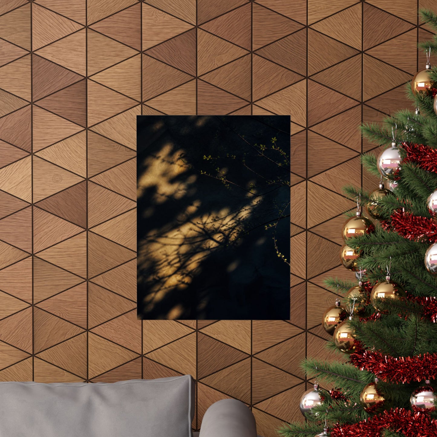 Shadow Play Spring Wall Art Print | Dark Japandi Bold Design