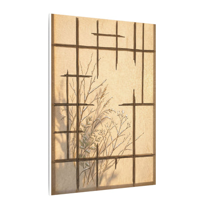 Shoji Screen Canvas Art | Winter Japandi Minimal Line Art