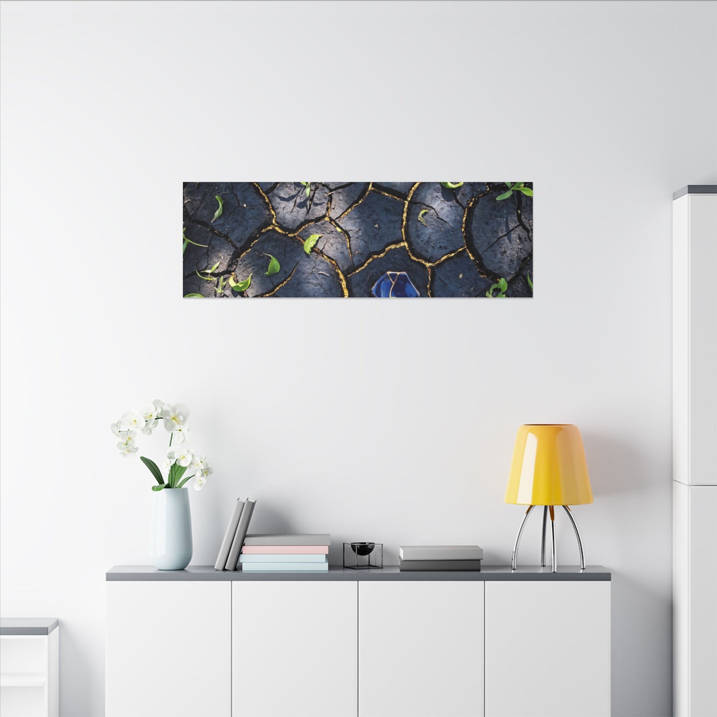 Cracked Earth Canvas Art | Spring Dark Japandi Moody Minimal Art
