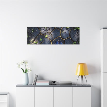 Cracked Earth Canvas Art | Spring Dark Japandi Moody Minimal Art