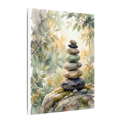 Golden Hour River Stones Canvas Art - Japandi Mono No Aware