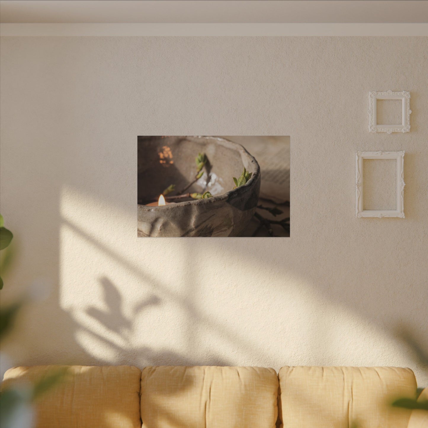 Candlelight Ceramic Bowl Canvas Art - Japandi Ma
