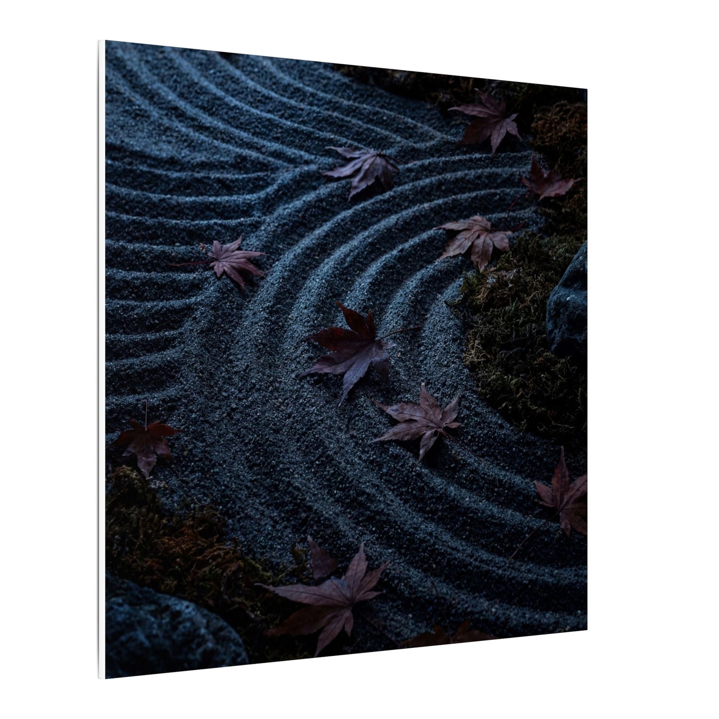 Rock Garden Canvas Art | Autumn Dark Japandi Dark Texture Art