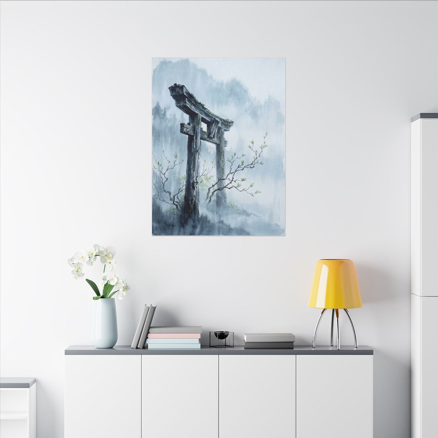 Torii Gate Canvas Art | Spring Zen Sumi E Art