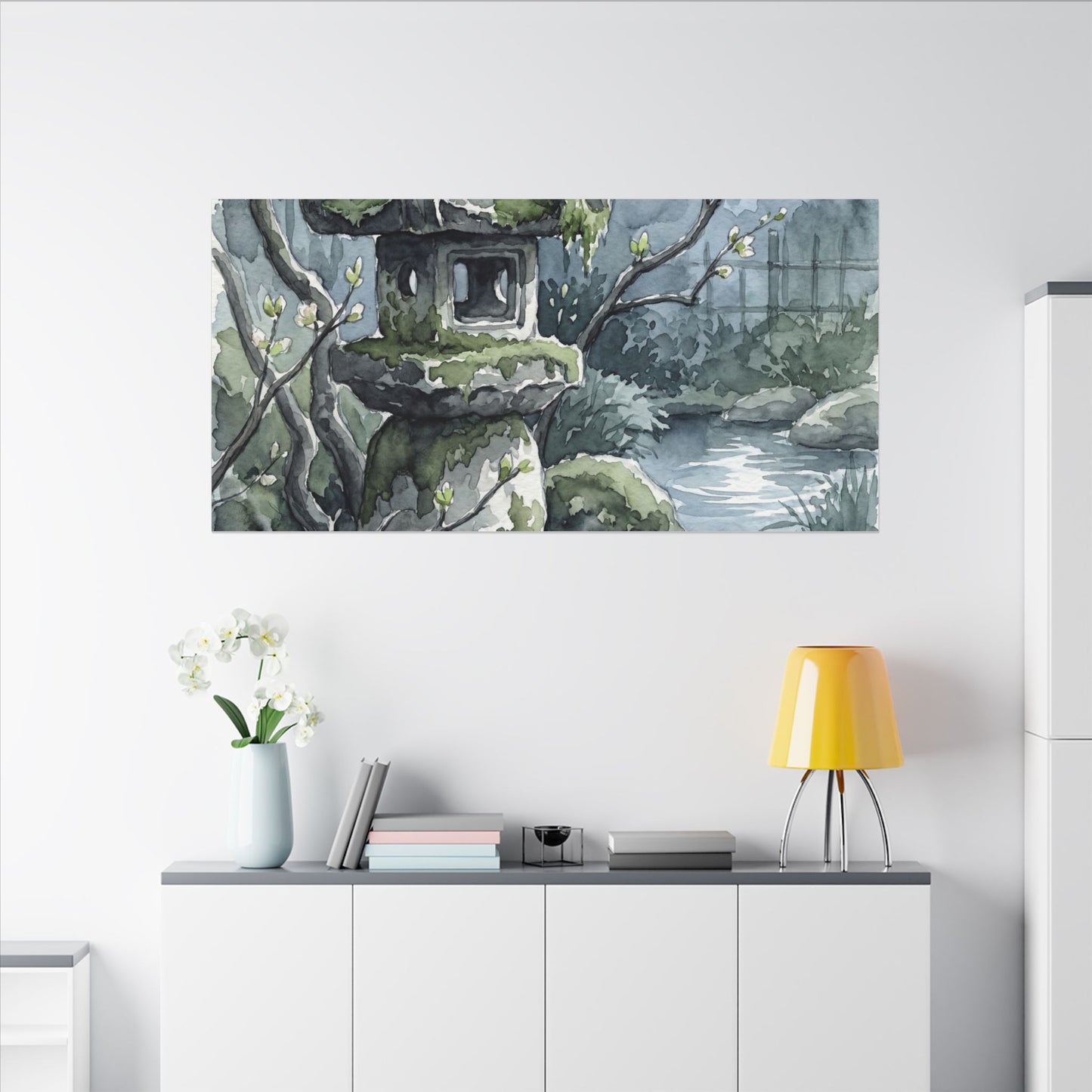 Moonlight Stone Lantern Canvas Art - Japandi Seijaku