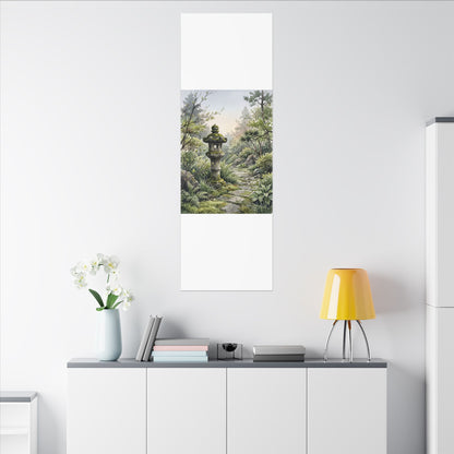 Neutral Stone Lantern Canvas Art - Watercolor Japandi