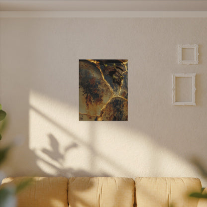Datsuzoku Rust Patina Canvas Art - Kintsugi Crackle Gold