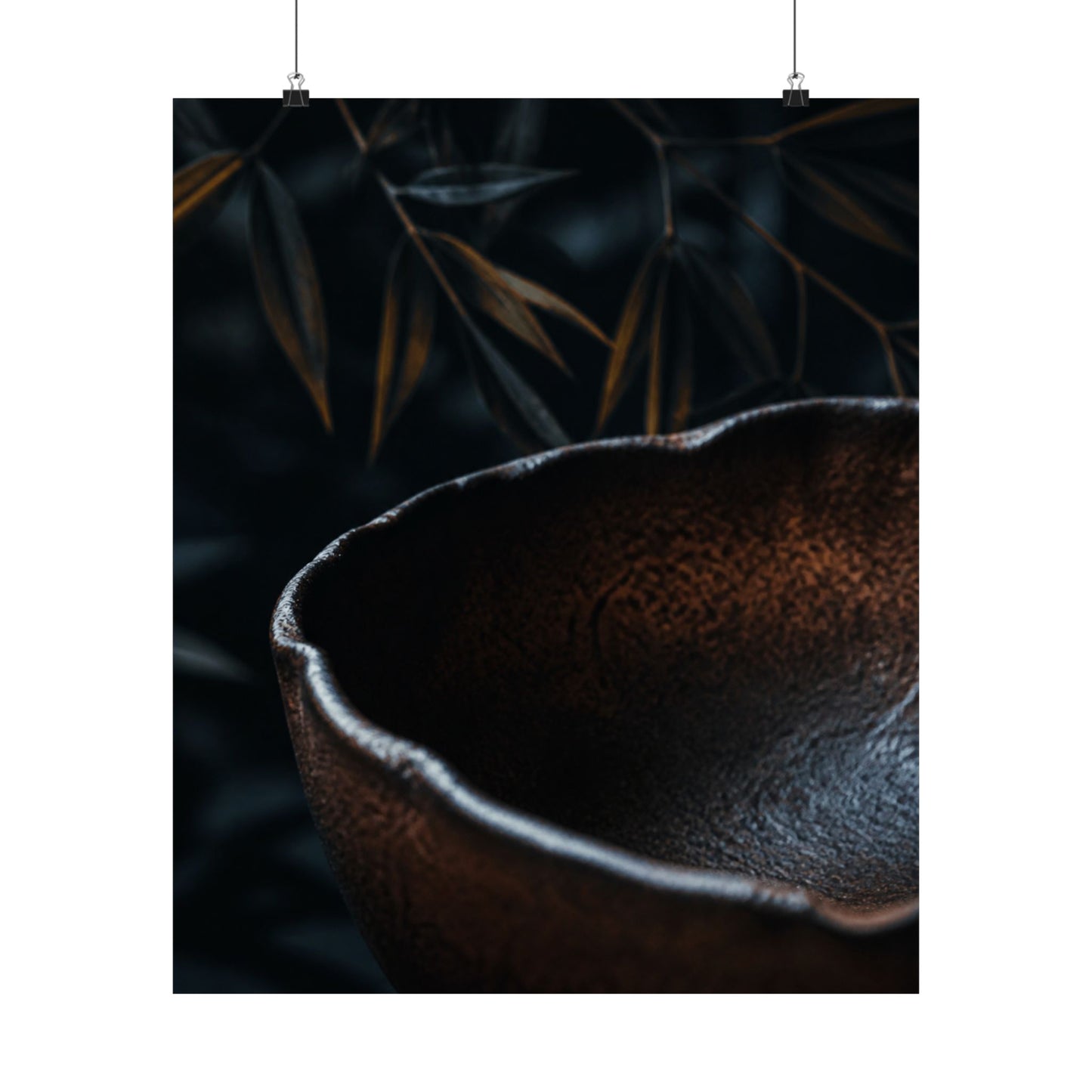 Moonlight Ceramic Bowl Wall Art Print - Dark Japandi Kanso