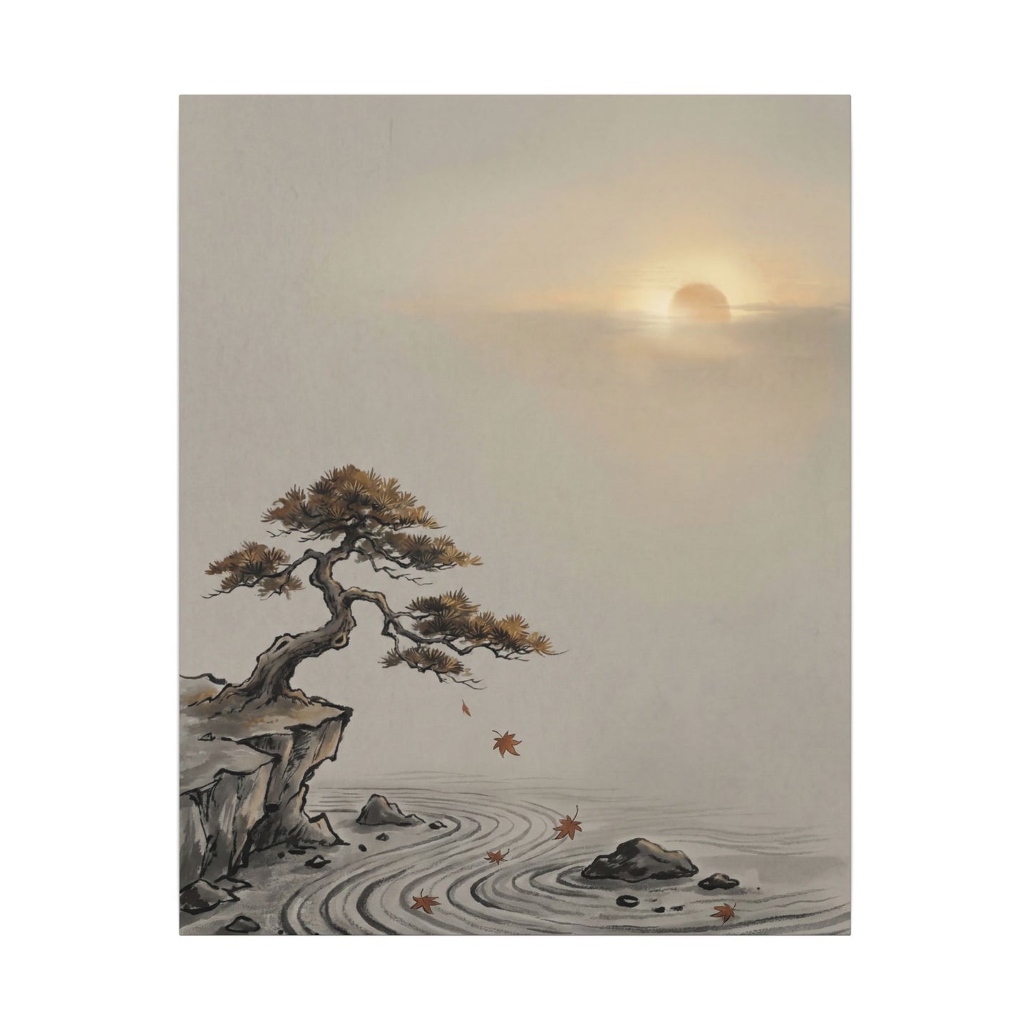 Pine Tree Canvas Art | Autumn Zen Karesansui Art