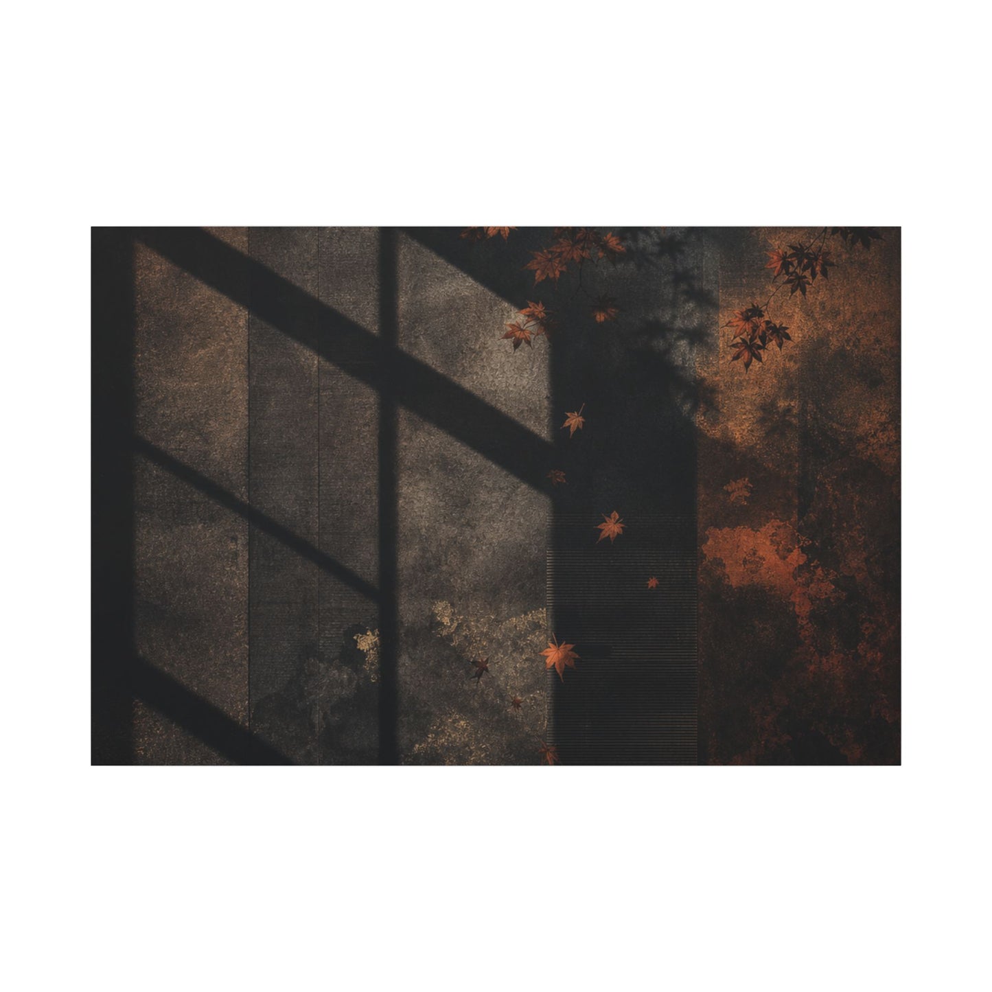 Sophisticated Shadow Play Canvas Art - Dark Texture Dark Japandi