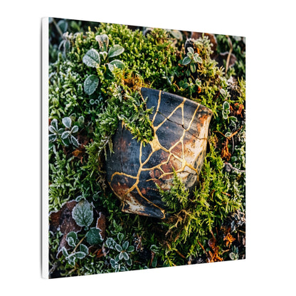 Artful Moss Close Up Canvas Art - Gold Repair Kintsugi