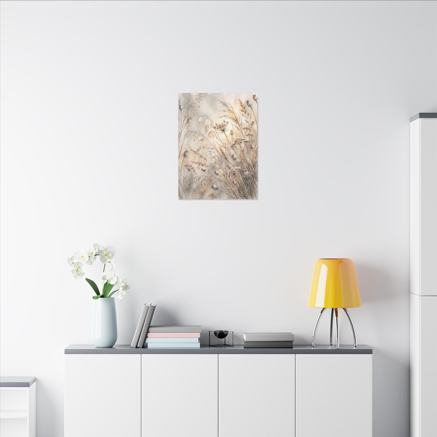 Winter Dried Flowers Watercolor Canvas Art | Warm Decor