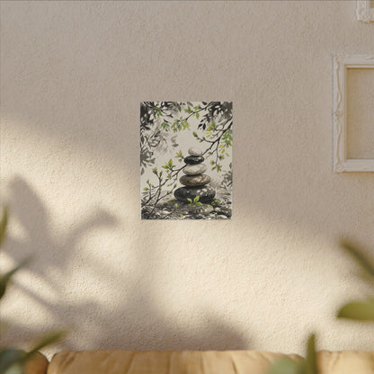 Spring River Stones Japanese Pattern Canvas Art | Elegant Decor