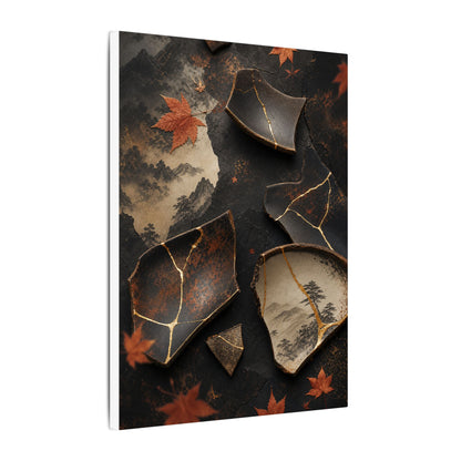 Broken Pottery Gold Vein Canvas Art | Philosophical Kintsugi Art