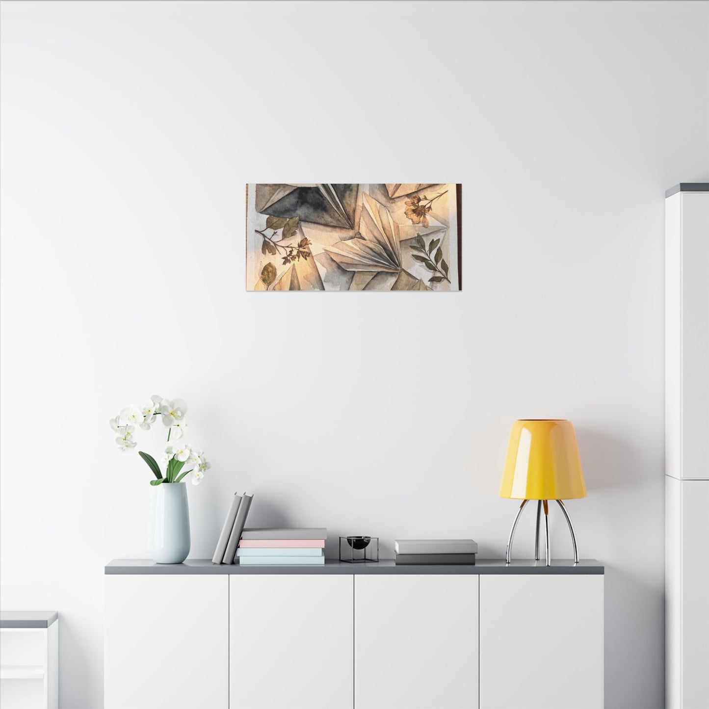 Golden Hour Paper Fold Canvas Art - Japandi Seijaku