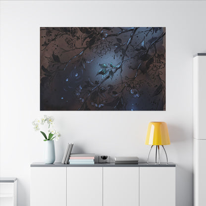 Bold Cherry Blossom Canvas Art - Charcoal Ink Dark Japandi