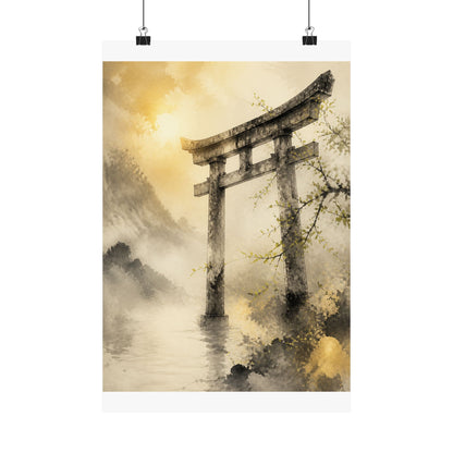 Torii Gate Wall Art Print | Spring Zen Sumi E Art