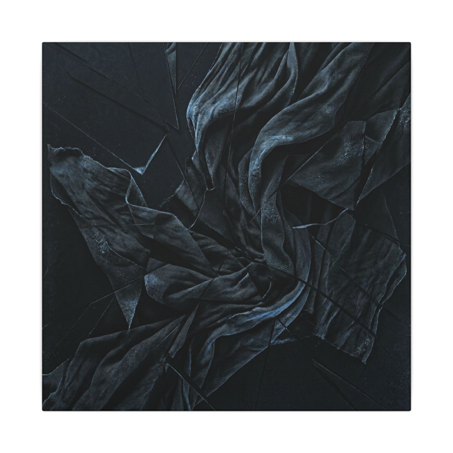 Dark Japandi Silk Drape in Moonlight | Moody Minimal Canvas Art
