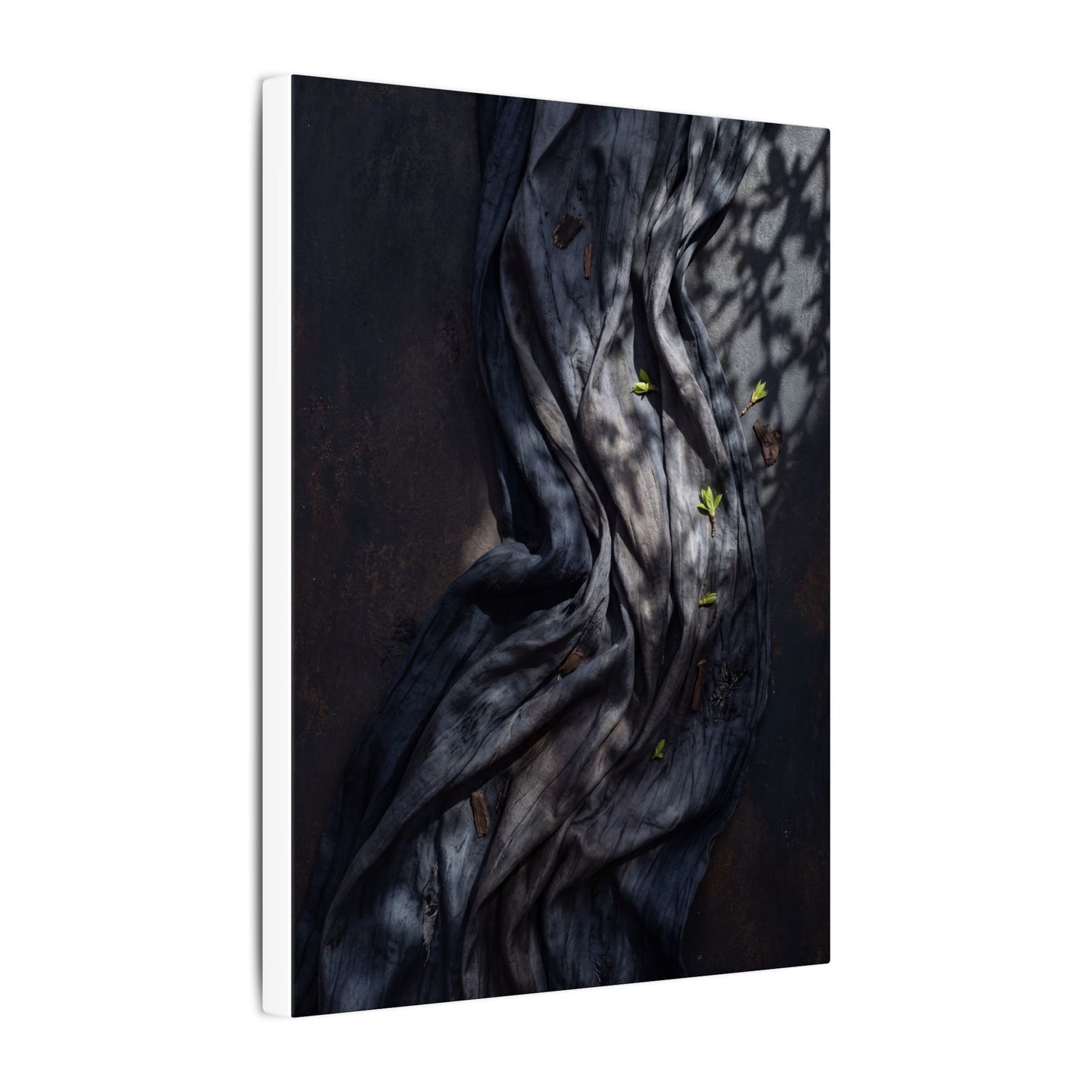 Seijaku Silk Drape Canvas Art - Dark Japandi Dark Texture