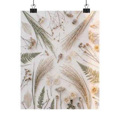 Cozy Dried Flowers Wall Art Print - Japanese Pattern Japandi