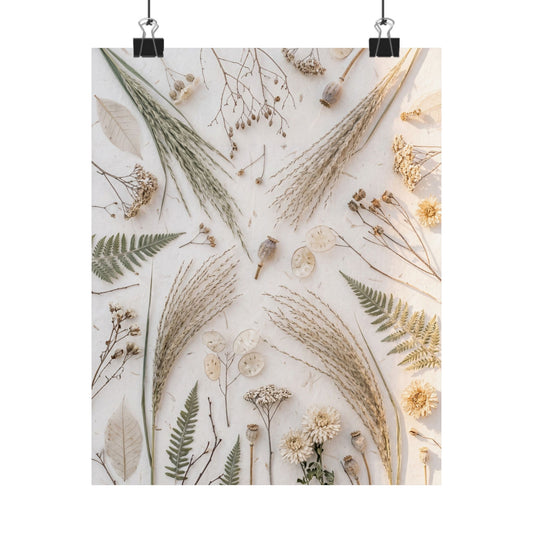 Cozy Dried Flowers Wall Art Print - Japanese Pattern Japandi