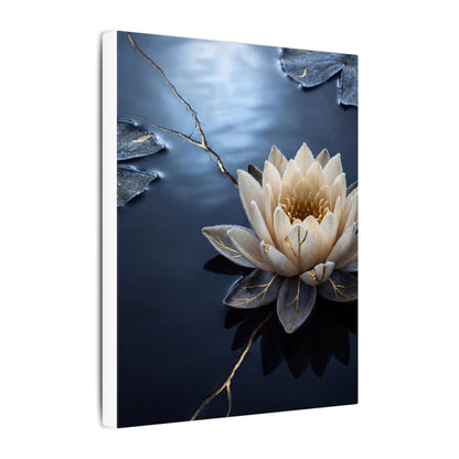 Beautiful Lotus Flower Canvas Art - Gold Vein Kintsugi