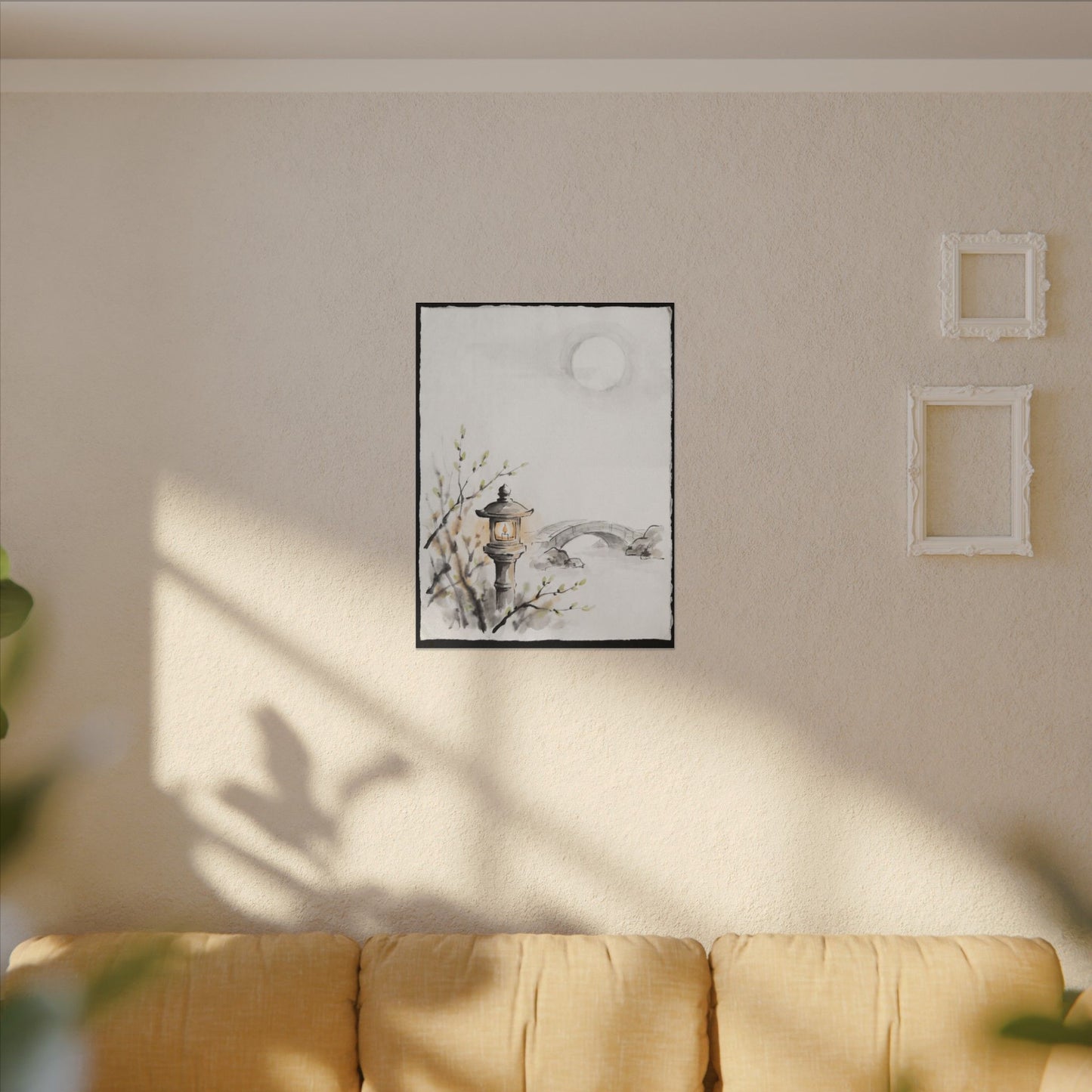 Moonlit Garden Spring Canvas Art | Zen Contemplative Design