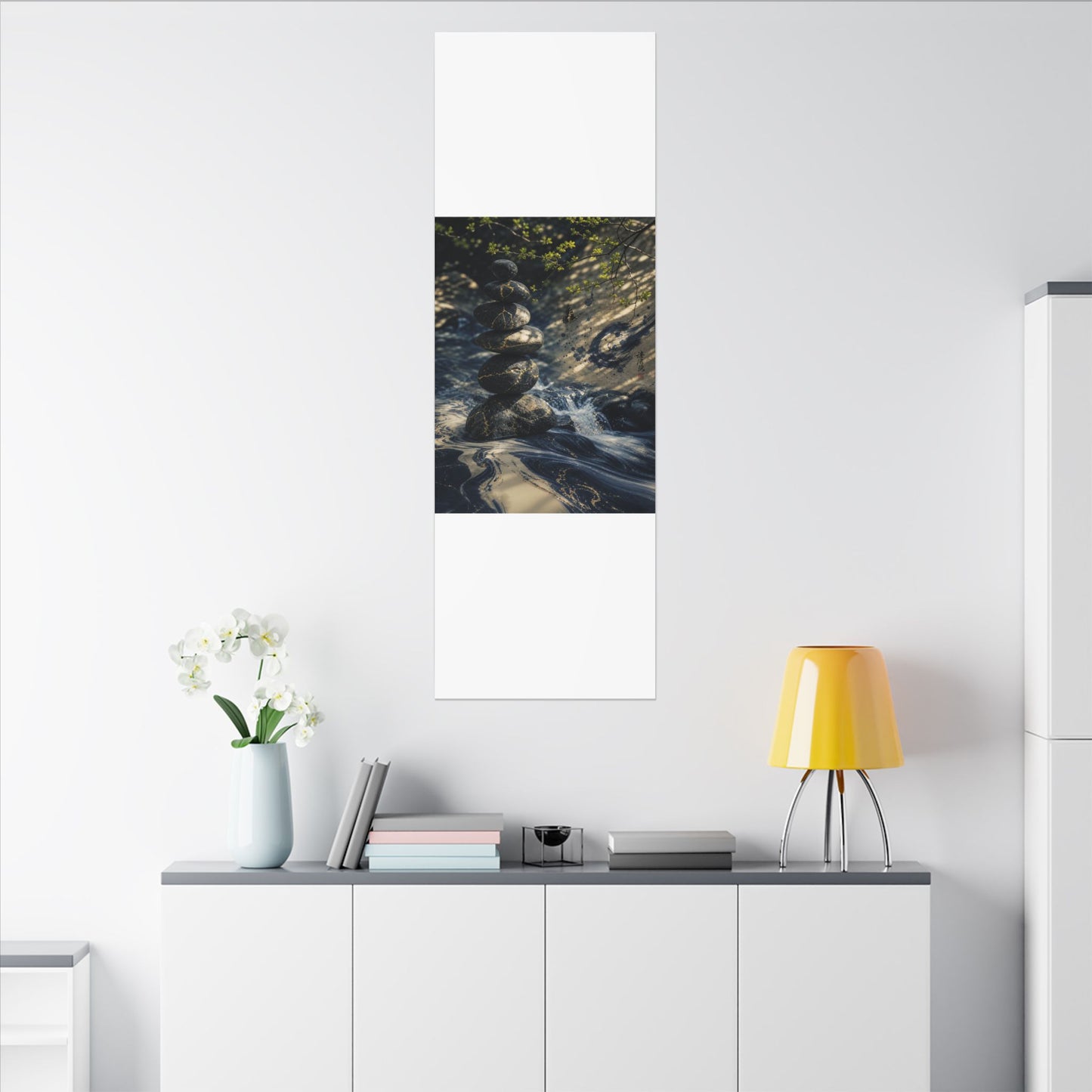 Kintsugi River Stones in Dappled | Broken Beauty Canvas Art